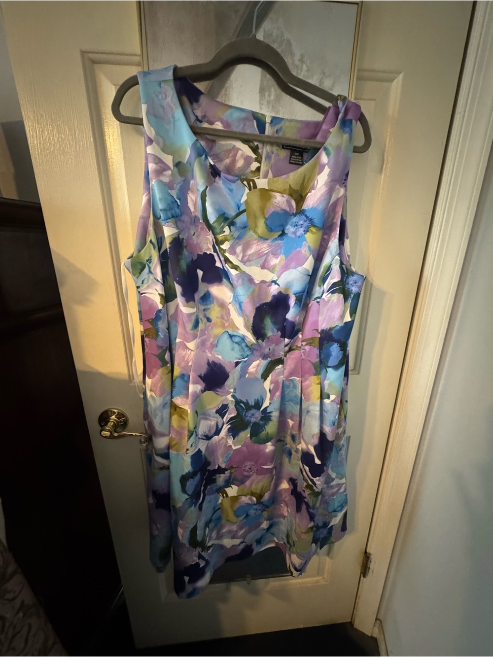 Jessica Howard Pastel Floral Sleeveless Dress in Lavender, Blue, and Green
